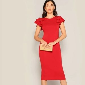 Red Ruffle Layered Dress